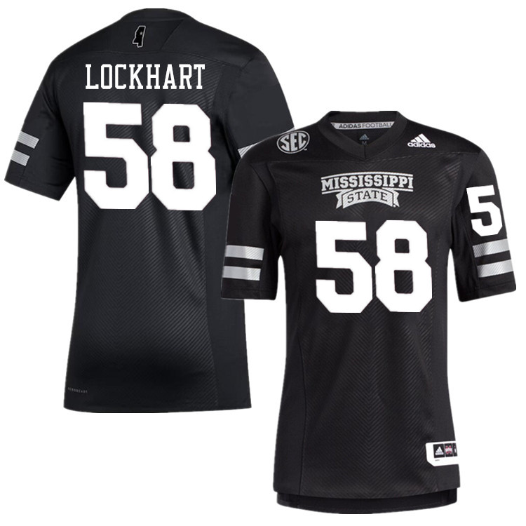 Men #58 TJ Lockhart Mississippi State Bulldogs College Football Jerseys Stitched-Black